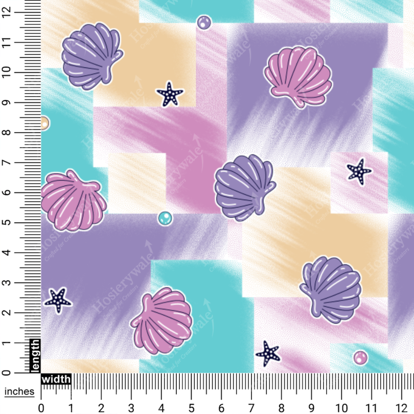 Seashell Dreams Patchwork Print On Hosiery Fabric - Image 8