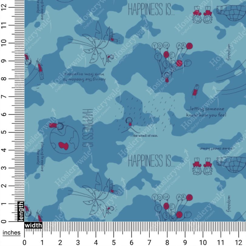 Happiness Is... Freedom and Simple Joys Pattern Print Hosiery Fabric - Image 14