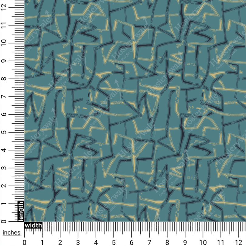 Abstract Neon Maze Printed Hosiery Fabric - Image 7