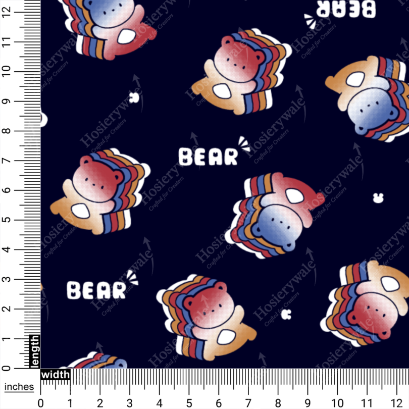 Rainbow Snuggle Bear Print In Hosiery Fabric - Image 4