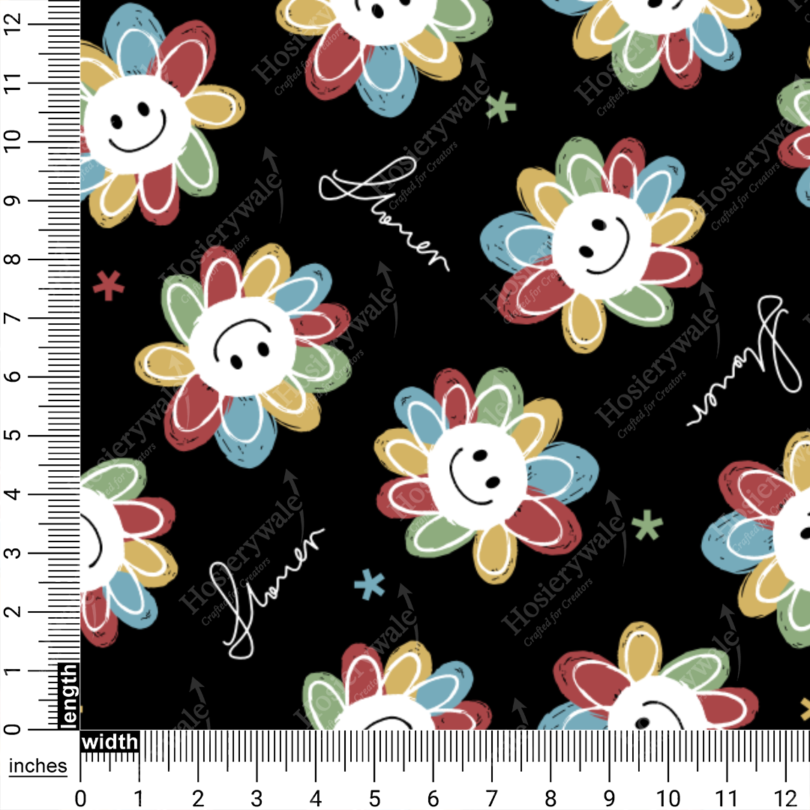 Happy Petal Doodles Printed Fabric In Hosiery - Image 4