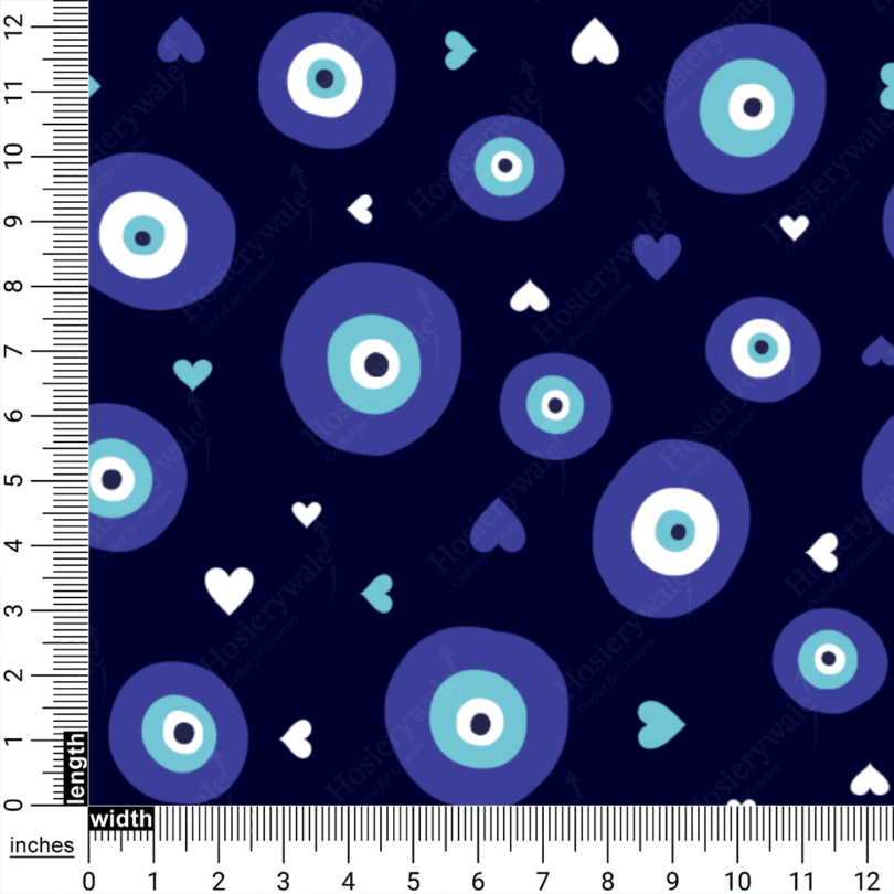 Blue Evil Eye Hearts Printed Design In Hosiery - Image 7