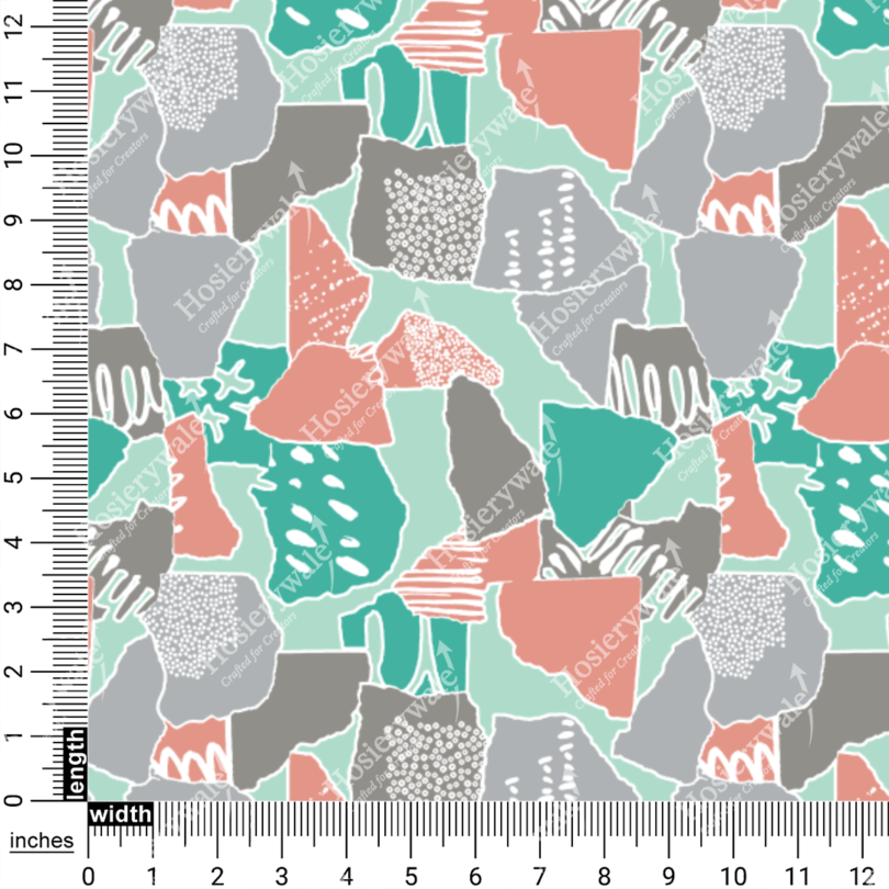 Pastel Abstract Collage Printed Fabric - Image 5