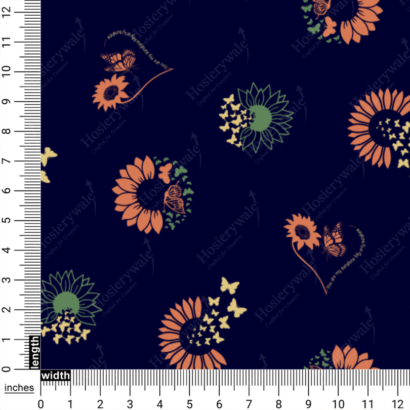 Sunflowers & Butterflies Night Garden Printed Fabric - Image 9