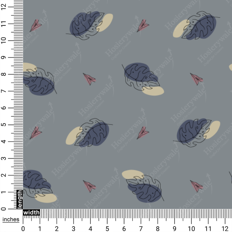 Moonlit Leaves & Paper Planes Print On Hosiery Fabric - Image 9