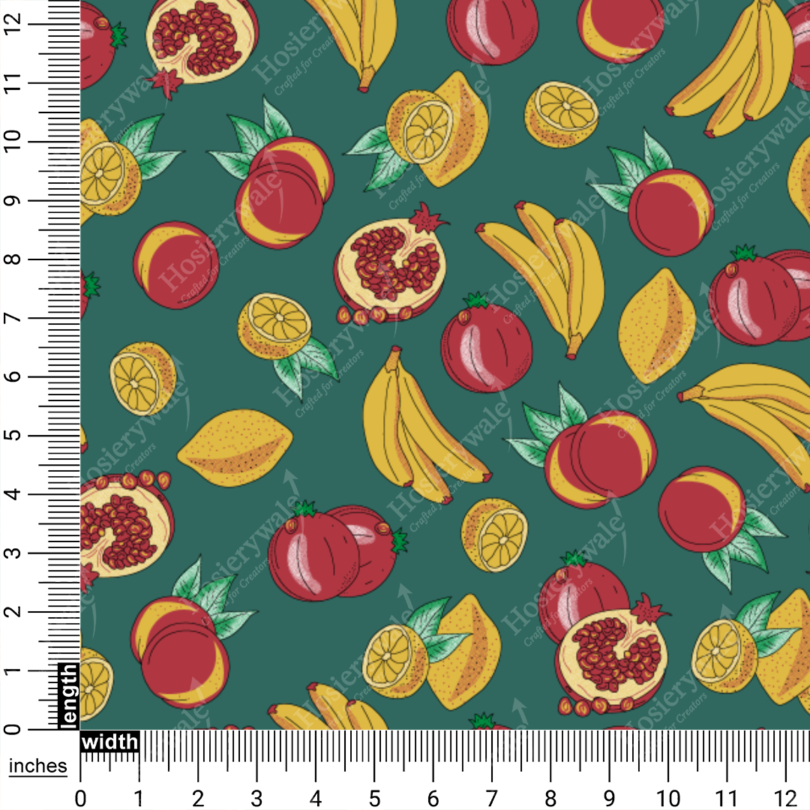Tropical Fruit Medley on Teal Printed Fabric - Image 6